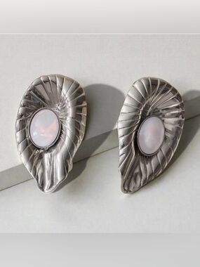 Silver and White Shell Earrings